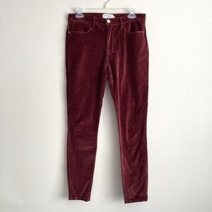 Frame Le High Skinny Velveteen Pants Jeans Womens Size 28 Burgundy Holiday